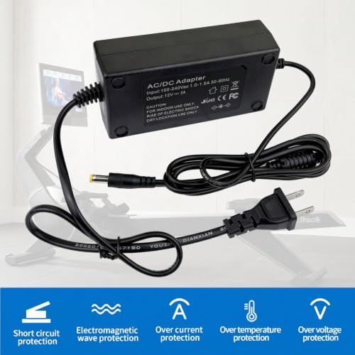12V Power Adapter for NordicTrack RW900 Rower - NTEVRW15920.0 Compatible