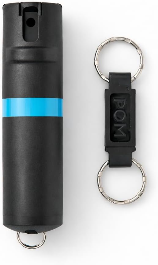 POM Premium Pepper Spray Keychain - Quick Release Flip Top Safety | Police Grade OC Formula, 10 Ft Range