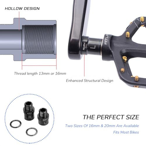 KIEVODE Titanium Bike Pedal Extenders 16mm - Lightweight, Durable Cycling Accessories