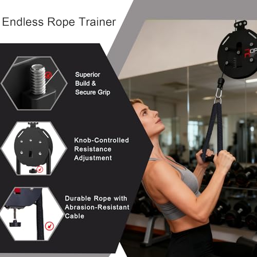 Endless Rope Trainer Pulley Cable System - Adjustable Resistance JG-PS07