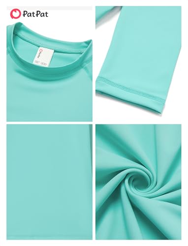 PATPAT Boys UPF 50+ Rash Guard Swim Shirt Long Sleeve Turquoise 7-8 Years