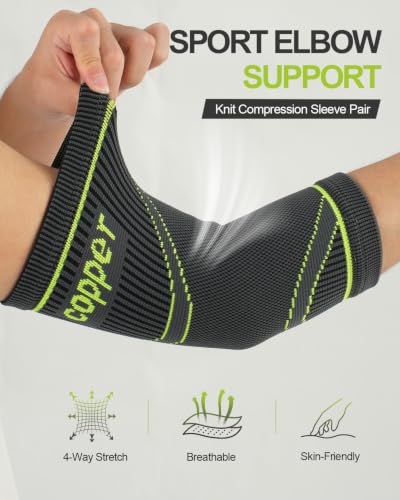 LISEPWU Copper Elbow Brace for Men & Women - Gray-Green Medium, Support & Compression Sleeve