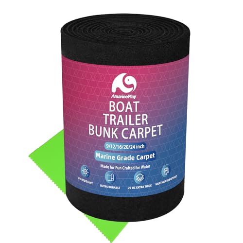 Marine Bunk Carpet for Boat Trailer - 9/12/16/20/24 Inch Recycled Polyester