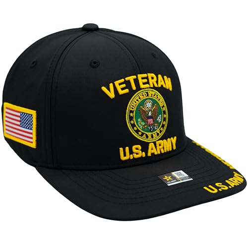 Black One Size Army Veteran Baseball Cap with Official Seal Patch - Men’s Gift