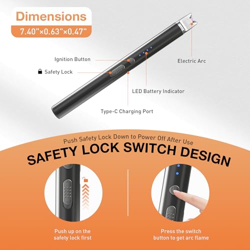 2 Pack Rechargeable Electric Candle Lighter with Long Stem