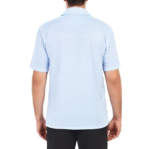 Esabel.C Men's White Rhombus Moisture Wicking Polo Shirt XL - Short Sleeve Golf Tee