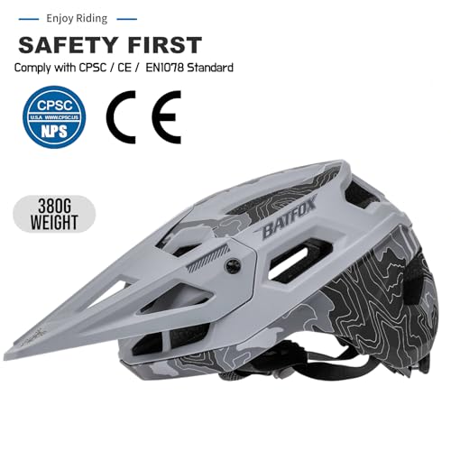BATFOX Bike Helmet for Adults/Youth - Gray, Size L (55-59cm) – CPSC CE EN1078