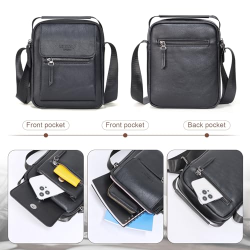 Men's Leather Crossbody Bag - Small & Medium Shoulder Satchel, Messenger Purse