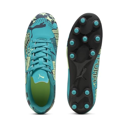 Puma Unisex-Child Christian Pulisic Soccer Cleats - Ultra Firm Ground, Deep Aqua-Marine Blue & Green, Size 3