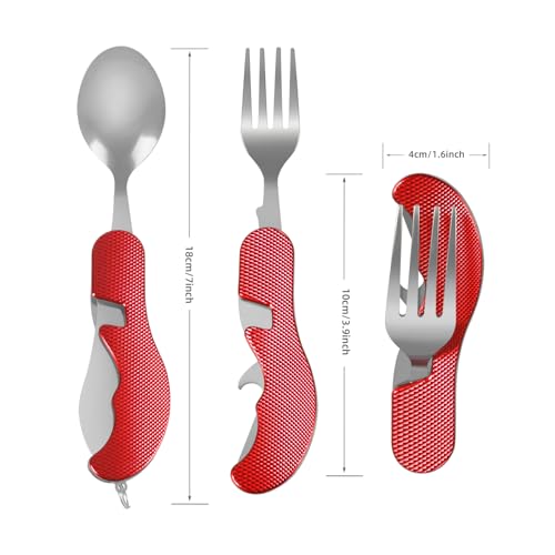 Stainless Steel 4-in-1 Portable Outdoor Diner Set - Red