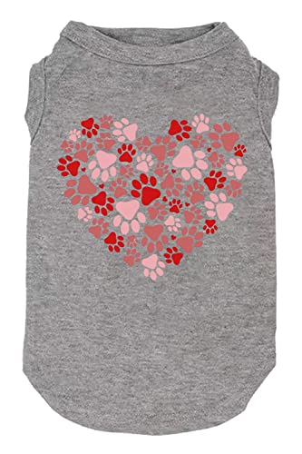 Funny Graphic Dog Shirt - Hearts Print Vest for Small Dogs - Q-Grey01