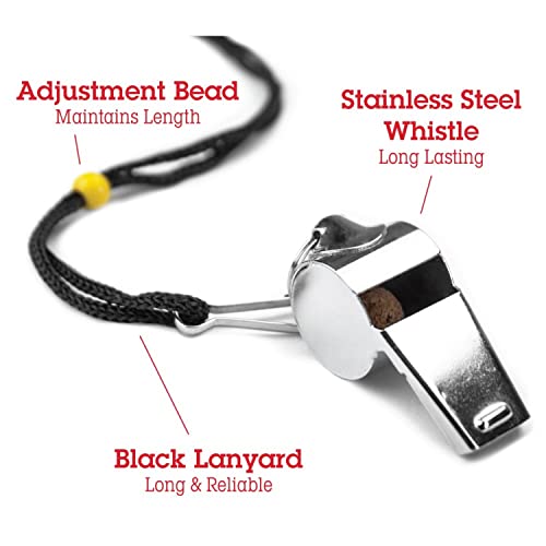 Stainless Steel Coach's Whistle with Lanyard - Bold Sound