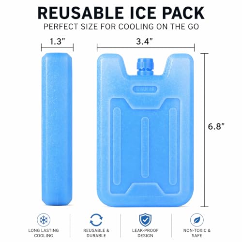 Bodaon 8 Pack Large Reusable Ice Packs for Lunch Boxes & Coolers - Long-lasting Cold