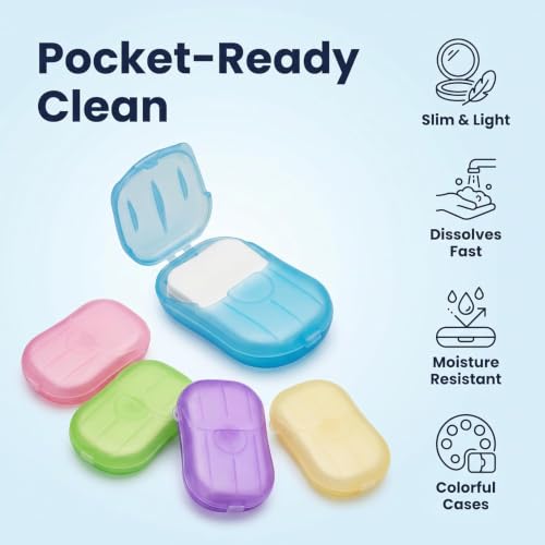 Portable Disposable Soap Paper Sheets - 5 Pack Travel Hand Wash