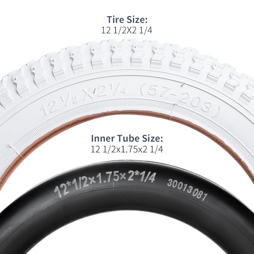 12 ½ x 2 ¼ Bike Tires & Tubes Set for Kids' Bicycles - White, Schrader Valve
