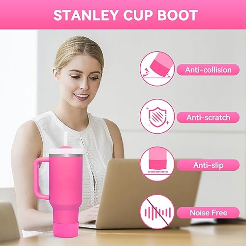 2PCS Silicone Boot for Stanley Quencher Adventure - Clear & Rose