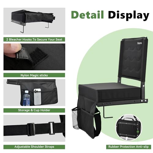 Dicprms Blue Bleacher Seats with Back Support and Cushion, Portable Folding Stadium Chairs