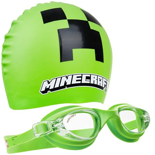 Get Trend Kids Swim Goggles and Cap Set – Anti-Fog UV, Green 6-14 Years