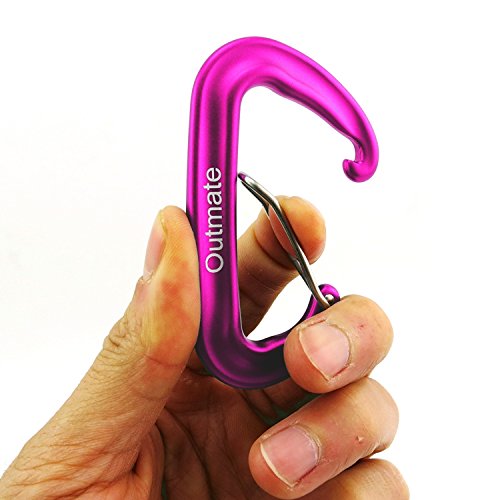 Heavy-Duty 12kN Carabiner Clips - 2 Pink Aluminum Alloy