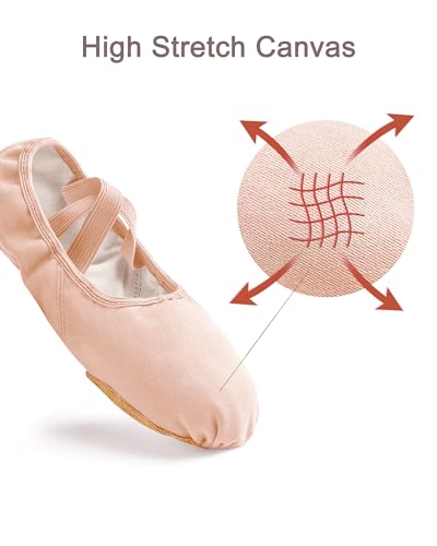 Ballet Shoes for Women - Stretch Canvas Split Sole - Ballet Pink