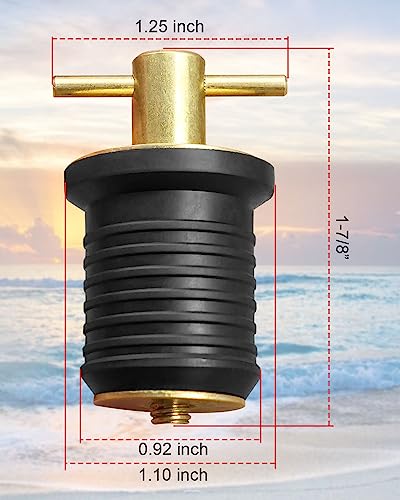 WMJNH Brass T-Handle Drain Plug for 1 Inch Diameter Drains - Easy Locking