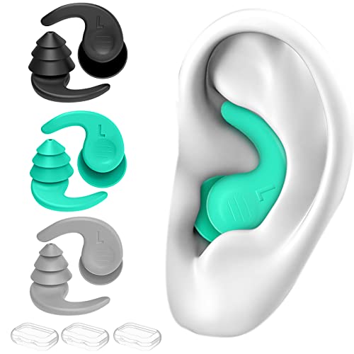 Reusable Silicone Swimming Ear Plugs - 3 Pairs for Comfort & Fit