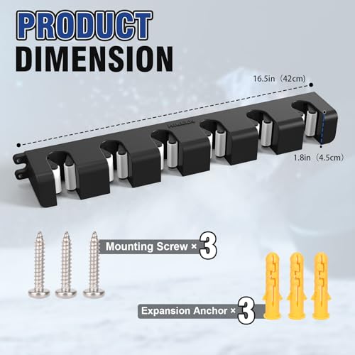 Hikeen 1pc Hockey Stick Wall Mount Organizer, 6-Stick Display & Secure Clamp