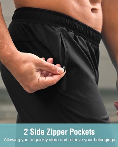 Men's Athletic Running Shorts with 2 Zipper Pockets - Quick Dry & Lightweight