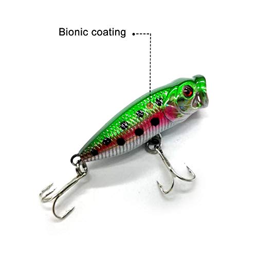 Micro Popper Topwater Fishing Lure - 1.4 inch 2g Green