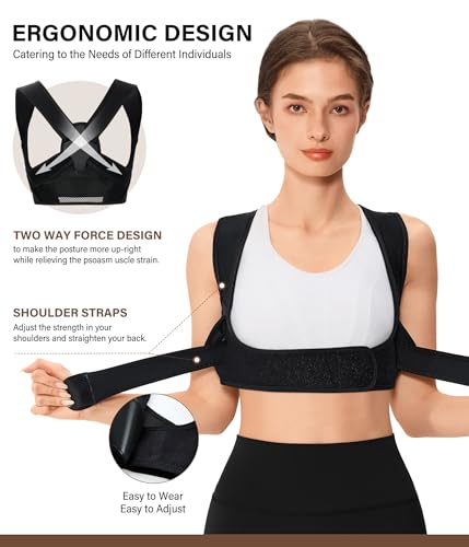 URSEXYLY Posture Corrector for Women S/M Black – Breathable Back Brace for Neck, Shoulders & Upper Back Pain Relief