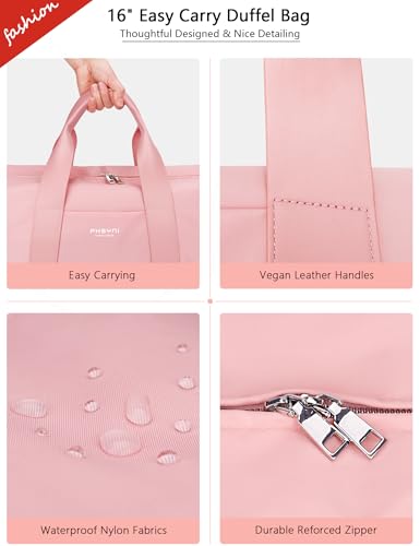 PHSYNI 16" Small Gym Bag for Women with Shoes Compartment, Pink, Waterproof Wet Pocket