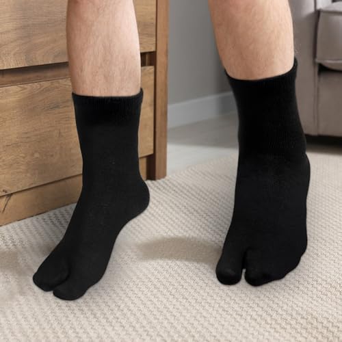 Unisex Cotton Tabi Socks - 4 Pairs Split Toe Flip Flop Socks