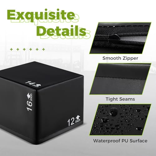 Plyometric Jump Box - 3 in 1 Training Equipment, 16x14x12 inch