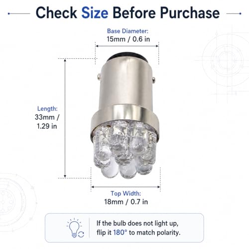 BA15D Marine LED Bulbs - 12V White Navigation Light Bulb Replacement, 2 Pack