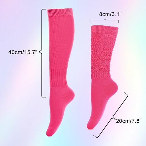 Extra Long Slouch Socks for Women - Rose Red Knee High Socks