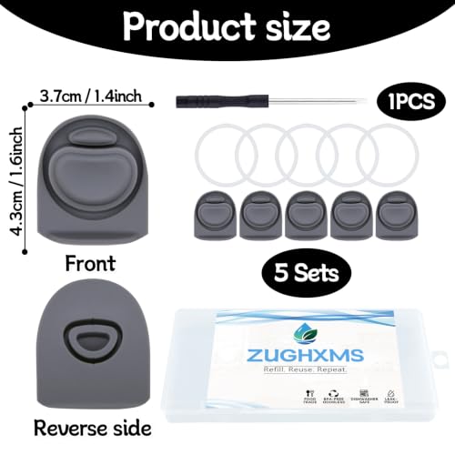 5 Sets Replacement Rubber Seal Parts for Owala FreeSip Bottles - Grey