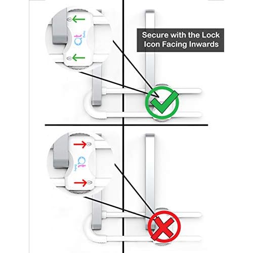 Pack of 12 - Baby Proofing Cabinet Locks Adjustable U Shaped Baby Safety Latches for Drawers, Fridge, Closet Modern Baby Proofing Cabinet Lock with Extra Secure Lock Buttons (White)