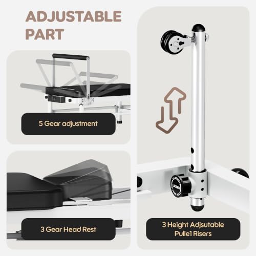 91'' Foldable Pilates Reformer Machine - White, 3 in 1 with High & Low Mode