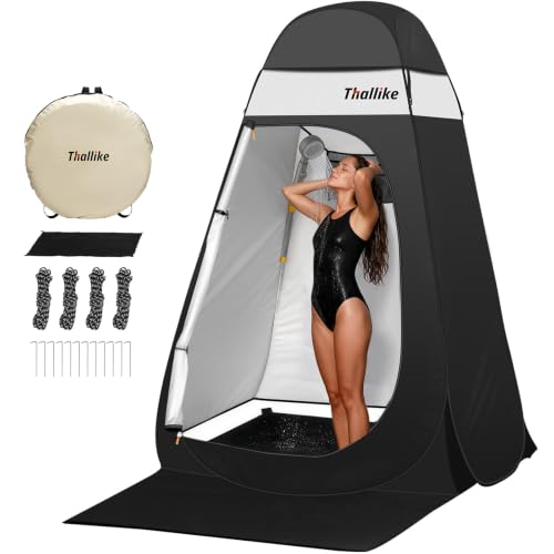 Thallike Black Camping Shower Tent 55x55x83 Privacy Pop-Up Shelter