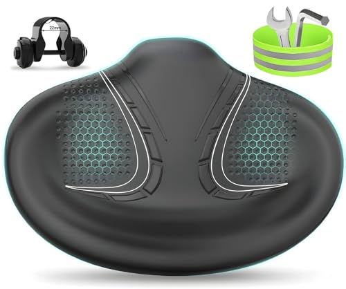 Noseless Oversized Bike Seat - Wide Cushion for Electric Bike - Black