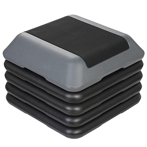 Height Adjustable Aerobic Step Platform with 4 Risers - Gray