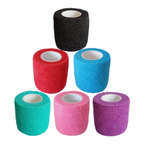 Cohesive Bandage Wrap - 6 Pack, 2 Inch, Self Adhesive, Multi Colors