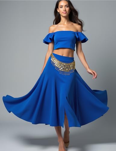 Belly Dance Skirt Hip Scarf with Coins - Gold