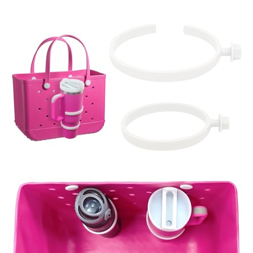 2 Pcs Cup Holder for Beach Totes - 30oz & 40oz Water Bottle Accessory - White