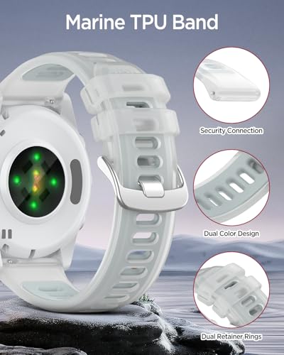 Miimall White 22mm TPU Garmin Watch Strap - Quick Release, Adjustable