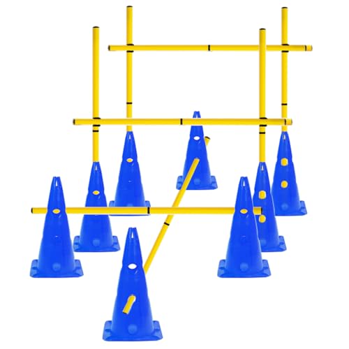 Agility Poles and Hurdles Set - Speed Training Equipment with 12 Poles & 8 Cones