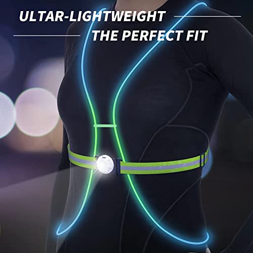 Ni-SHEN Green Reflective Running Vest with Front LED Light for Night Safety