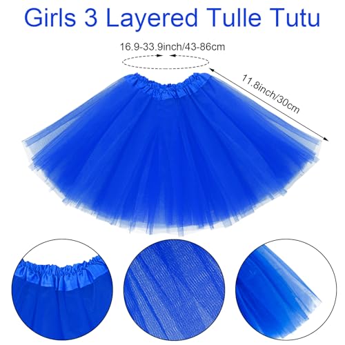 Layered Tulle Tutu Skirt for Girls with Headband - Blue, 3-6 Years