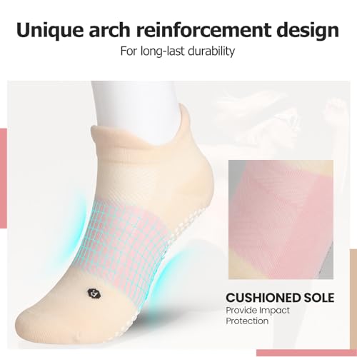 Non-Slip Pilates Socks with Grips for Yoga & Fitness - Multi01