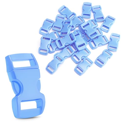 3/8 Inch Curved Side Release Buckles for Paracord Bracelets - 25 Pack Light Blue